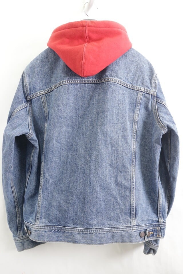 17SS Supreme LEVIS FLEECE HOOD TRUCKER JACKET INDIGO RED LAGRE ...