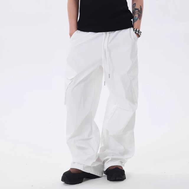 【DRIP5234】D/B Diagonal Pockets Pleated Loose Pants