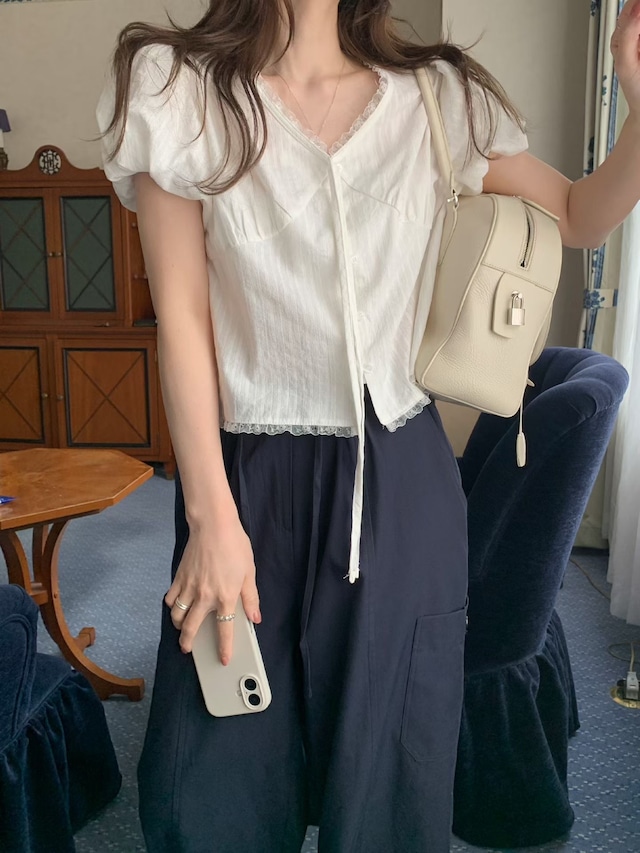(予約) mellounge / Terry puff blouse 1color