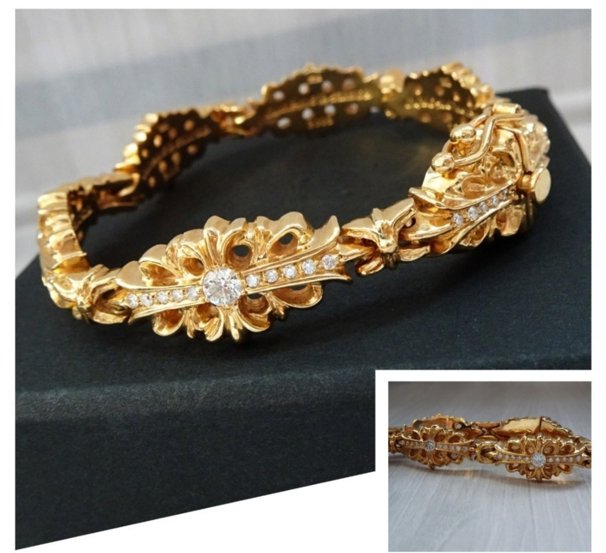 CHROME HEARTS クロムハーツ フローラルクロス ブレスレット 22k 