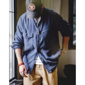 Denim Pocket Casual Collared Shirt【G1144】