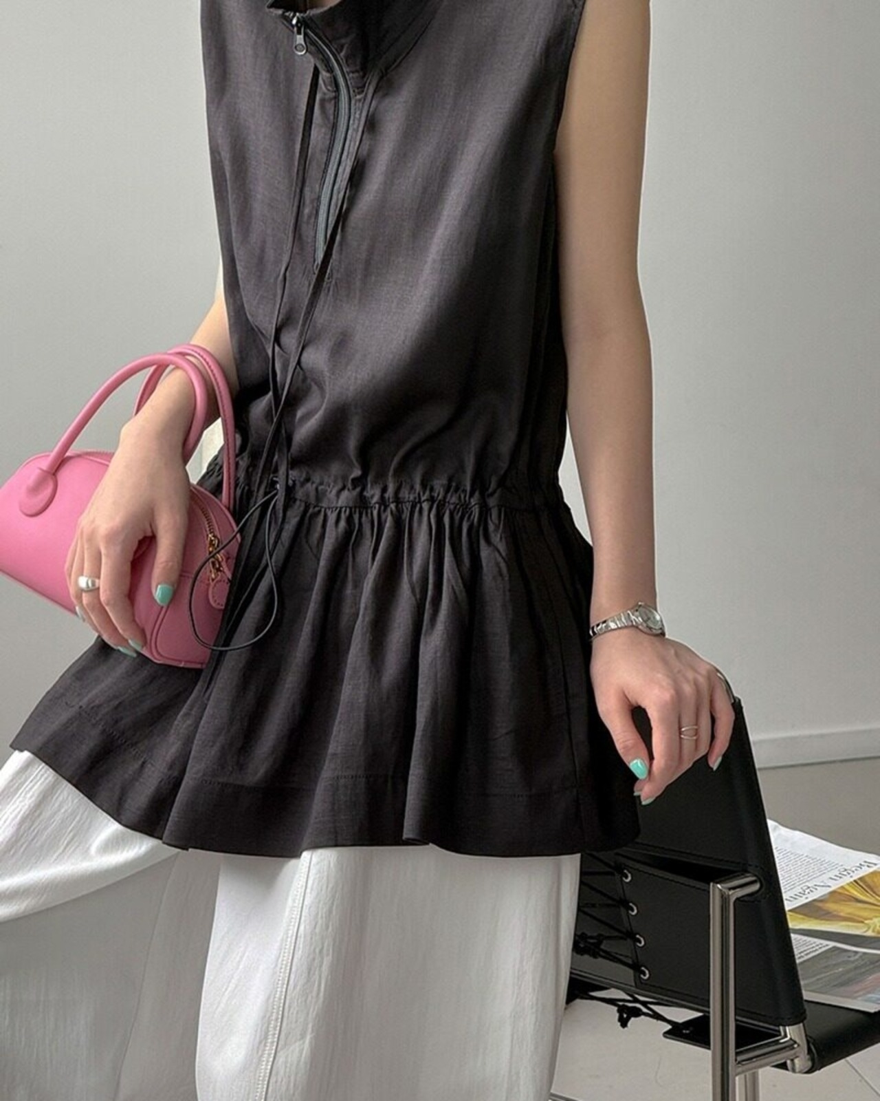 ドローストリングスタンドカラージップベスト 2color A1036 - 15