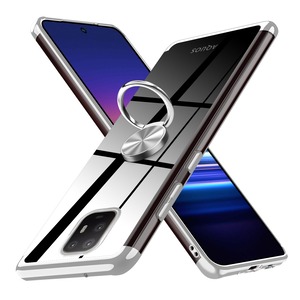 【人気】Arrows 5G ケース リング クリア 耐衝撃 F-51A カバー 透明 TPU 軽量 薄型 ストラップホール付き 黄変防止 360°回転 車載ホルダー 銀 2-arrows 5G-04
