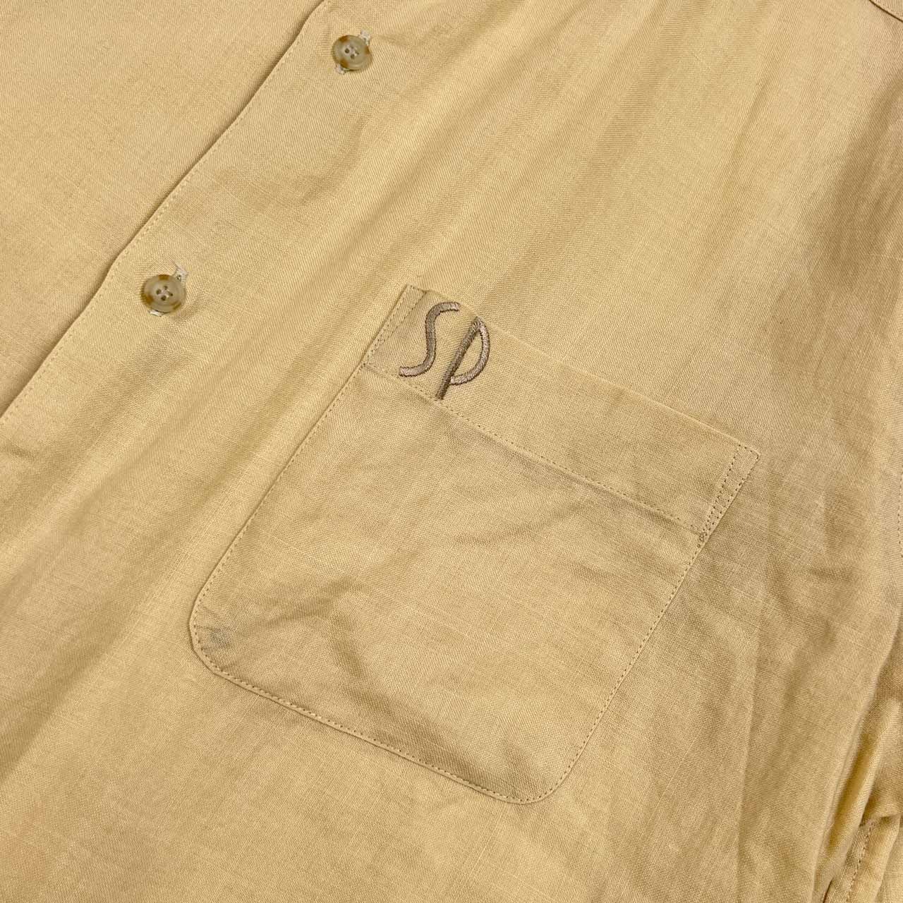 リネン100% Vexio バンドカラー 長袖シャツ 48/クリーム系 メンズ