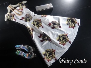 ★11号（Ｌ）☆サテンクラシック薔薇柄のワンピース(OPN5011) 