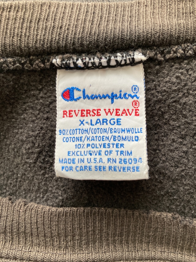 Champion リバースウィーブ スウェット 90s USA製 刺繍タグ フェードブラック ヴィンテージ古着 XL 画像3
