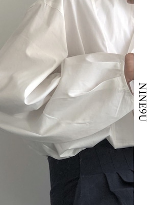 volume-sleeve simple front-fly blouse【NINE7716】