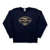 BOAT HOUSE ボートハウス ロゴプリント エルボーパッチ スウェット トレーナー シャツ サイズ 3 /ネイビー×ゴールド/Vガゼット