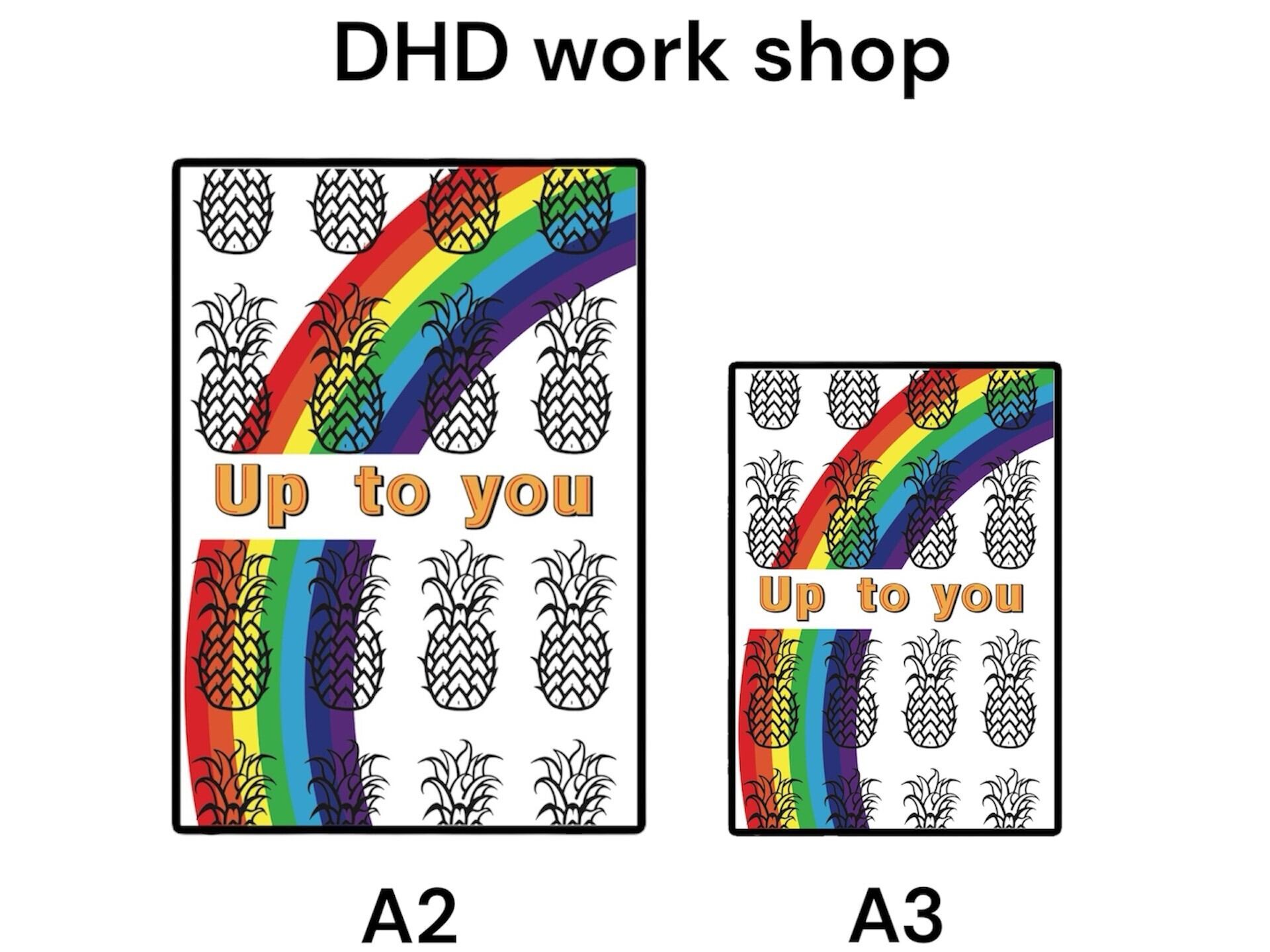 DHD(M)009【フレーム付きインテリアポスターA2　パイナップル】