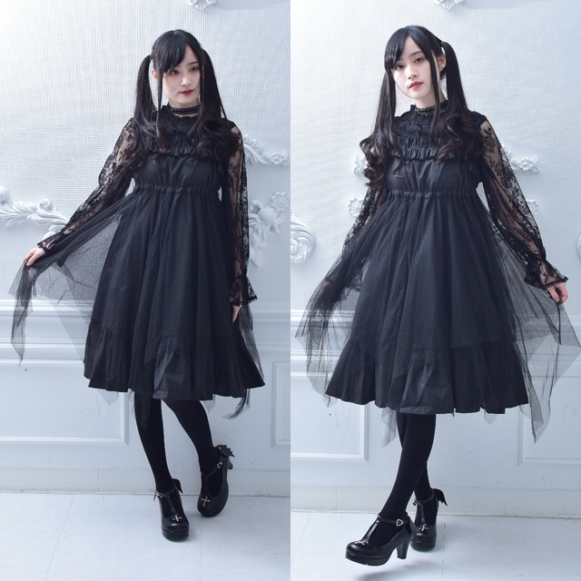 ゴスロリ ドレス ワンピース 黒 赤 膝丈 キャミソールワンピース ゴシック 病みかわいい 原宿系 暗黒系 袖なし チュールスカート 服 Lady Oliver ゴスロリ ドレス ワンピース 黒 赤 膝丈 キャミソールワンピース ゴシック 病みかわいい 原宿系 暗黒系 袖なし チュールスカート 服 Lady Oliver