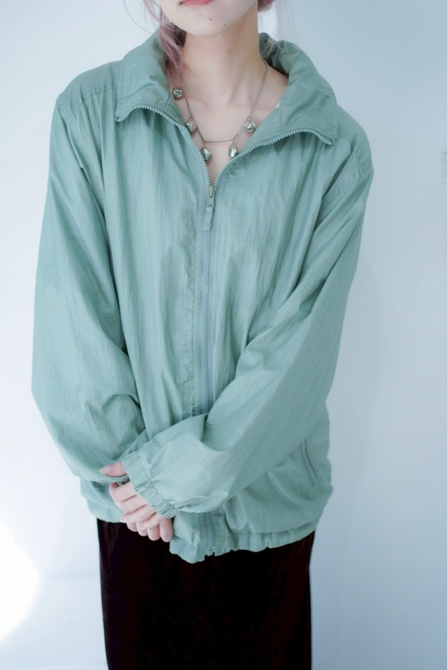 mint green nylon zip up blouson