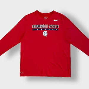 【NIKE】カレッジロゴ セミノール州立大学 ロンT ロングTシャツ 長袖Tシャツ SEMINOLE STATE ロゴ プリント X-LARGE ビッグサイズ DRI-FIT ナイキ スウッシュ レッド US古着