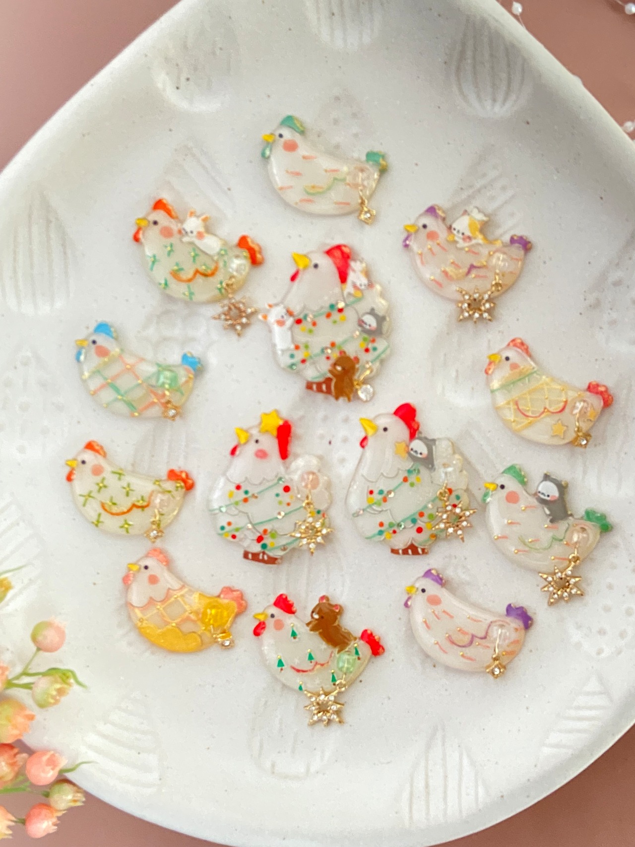 ブローチ『うさぎちゃんとちびコッコ』