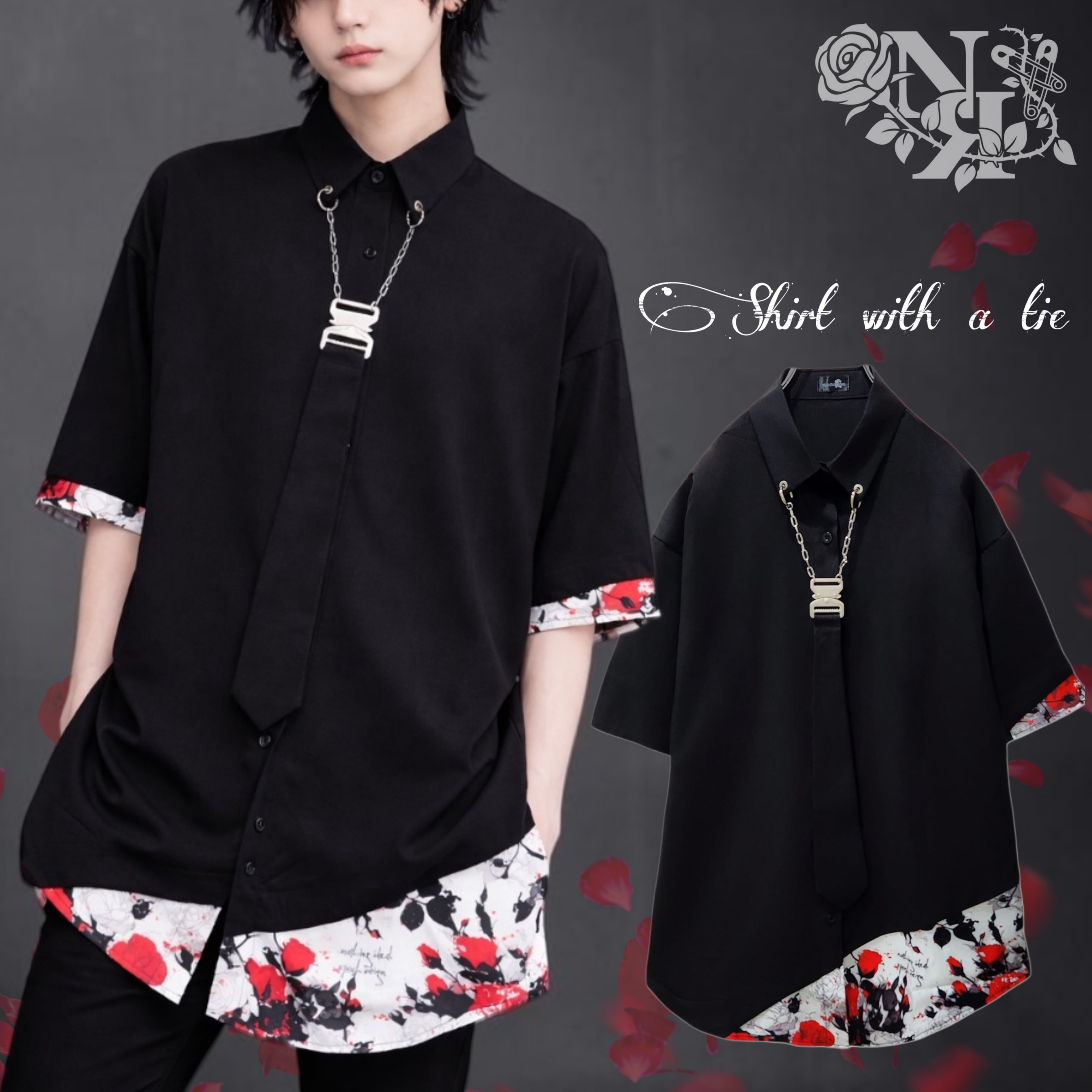 NieR 半袖シャツ チェーンタイ付き半袖シャツ【NieR ROSE】 | NIER CLOTHING