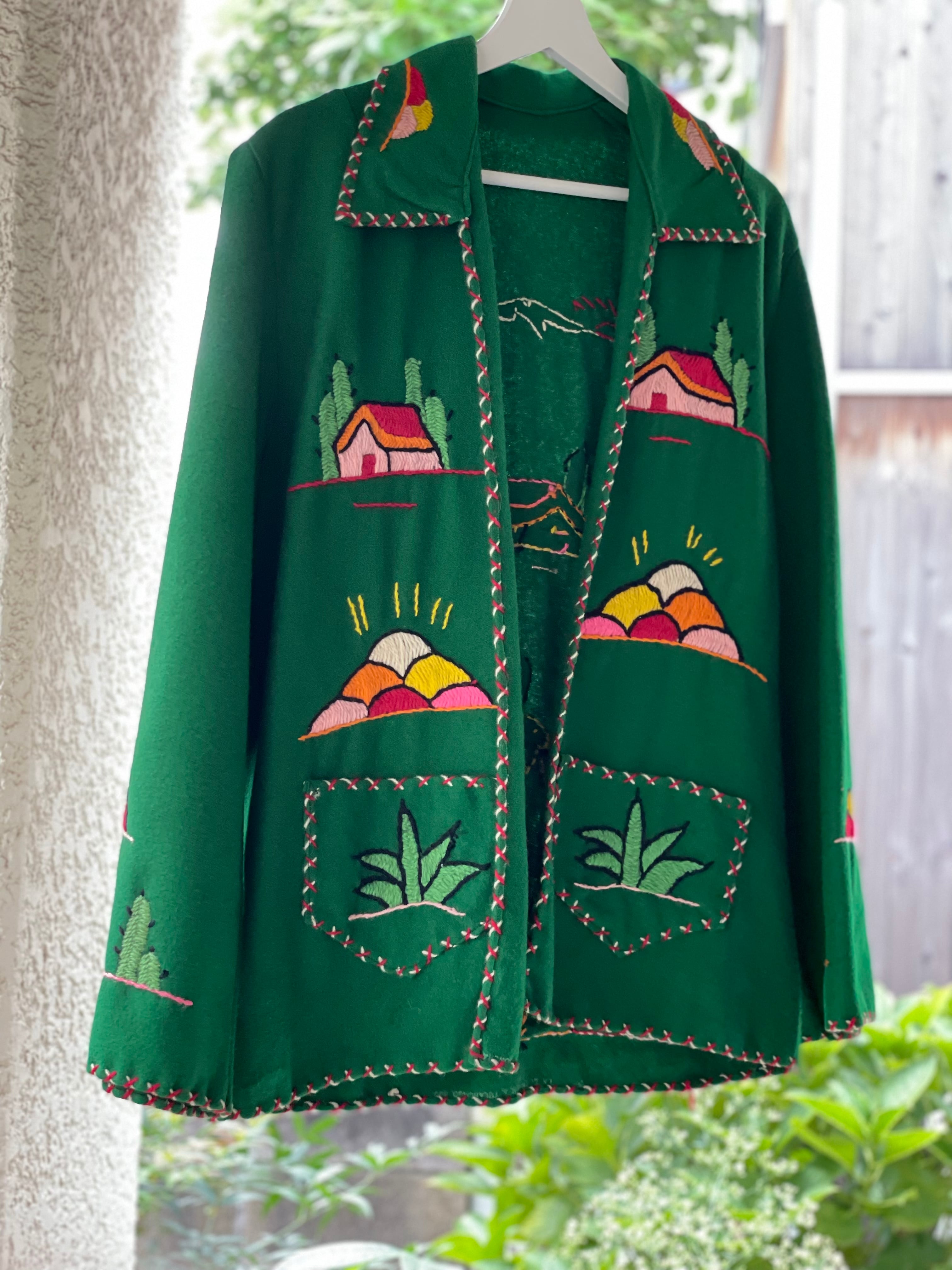 1940s vintage Mexican souvenir jacket_ Green 1940s ヴィンテージ ...