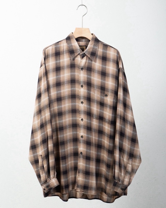 ombre check patterned all rayon shirt / from EUROPE