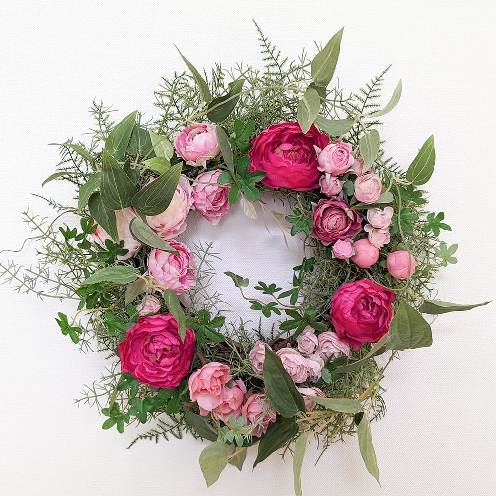 アートフラワーギフト!『フラワーリース』ラナンキュラス&ミニバラ