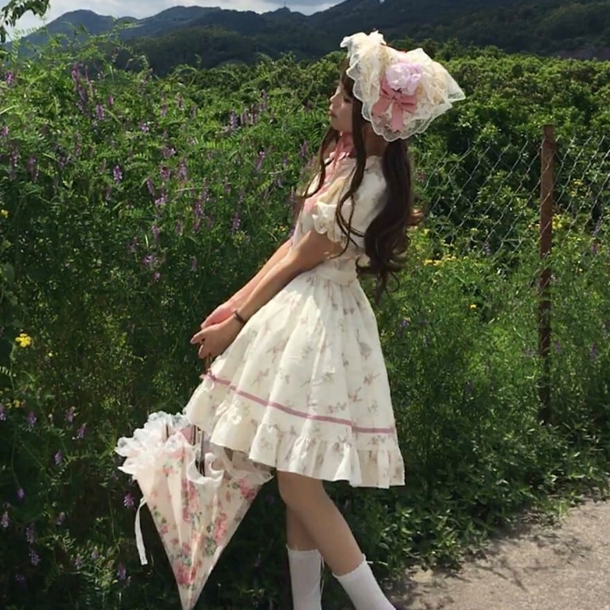 クラロリ｜花柄OP3点セット（生成り）お茶会 | ロリータファッション