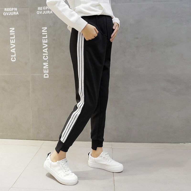 【新作】【送料無料】 マタニティウェア2020冬の新しいスポーツカジュアルパンツ、ファッショナブルなサイドリブ、ベルベットの厚みのある妊娠中のベリーパンツ-アリババ ウィンター 冬物 expec291348401416