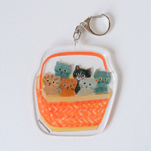 アクリルキーホルダー basket cats