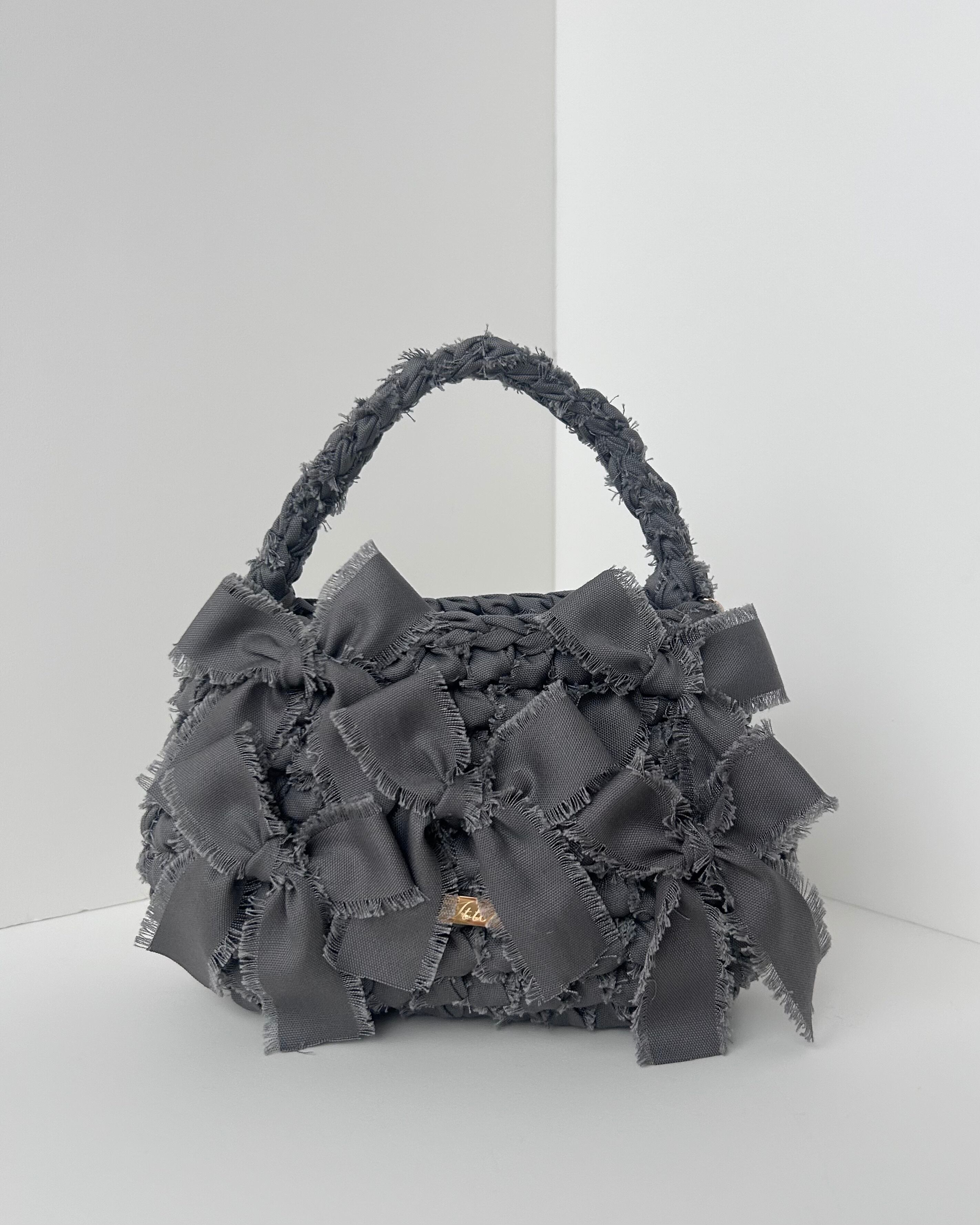Fringe Ribbon Bag gray