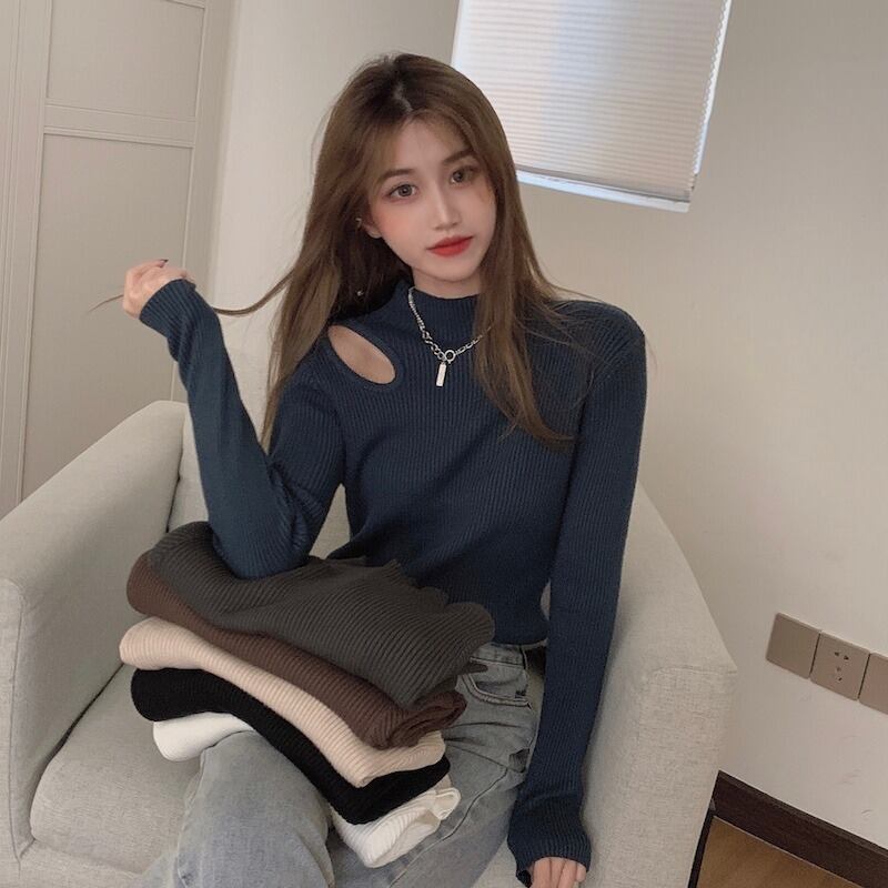 ニットセーター オータムウィンターカラーシャツ トップス ロング 秋物 冬物 ドラファッションホール38392022683