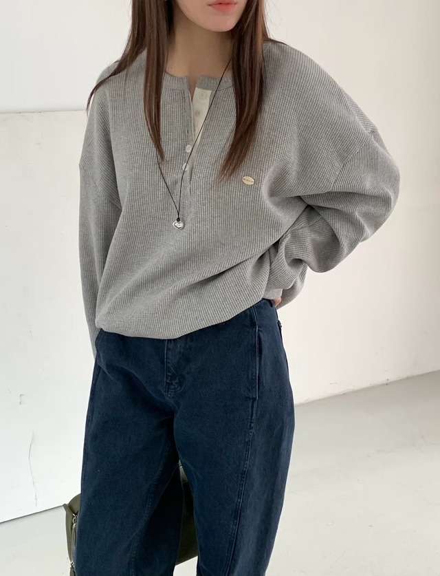 (予約) signature / Plum waffle sweatshirt 2color