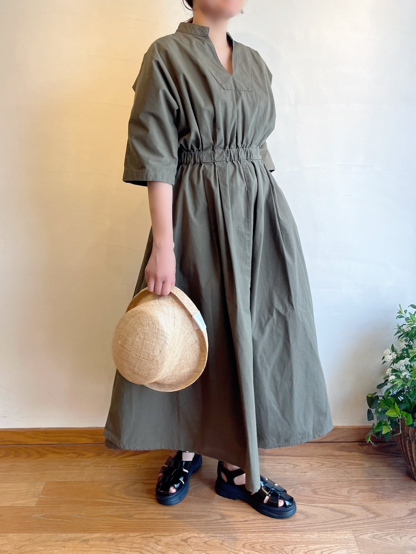 送料関税込★TOTEME★コットン混マキシドレス OLIVE・BLACK再入荷】MEYAME / コットンドレス | anouk