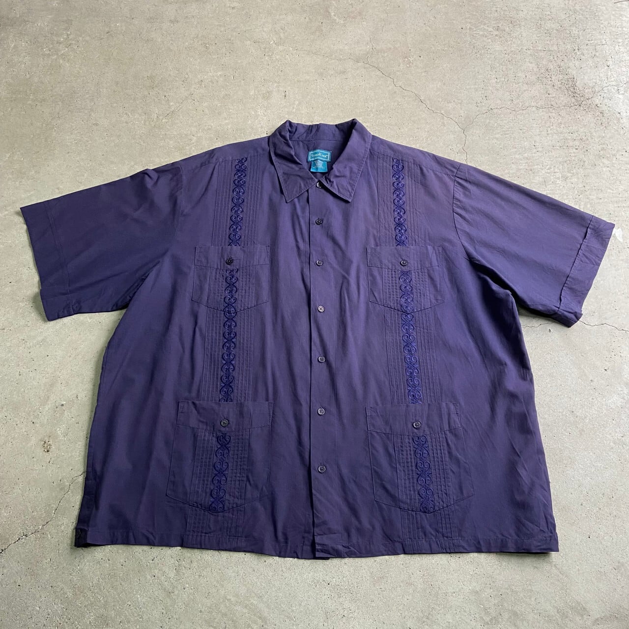 ビッグサイズ Tropi Cool 刺繍 半袖 キューバシャツ メンズ2XL 古着