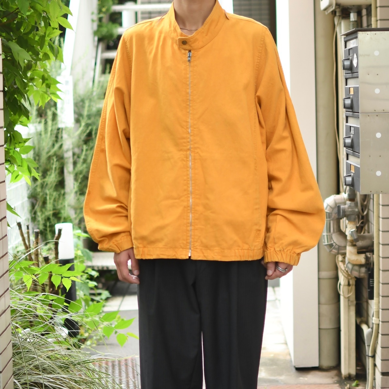 cotton linen stand collar jacket yellow