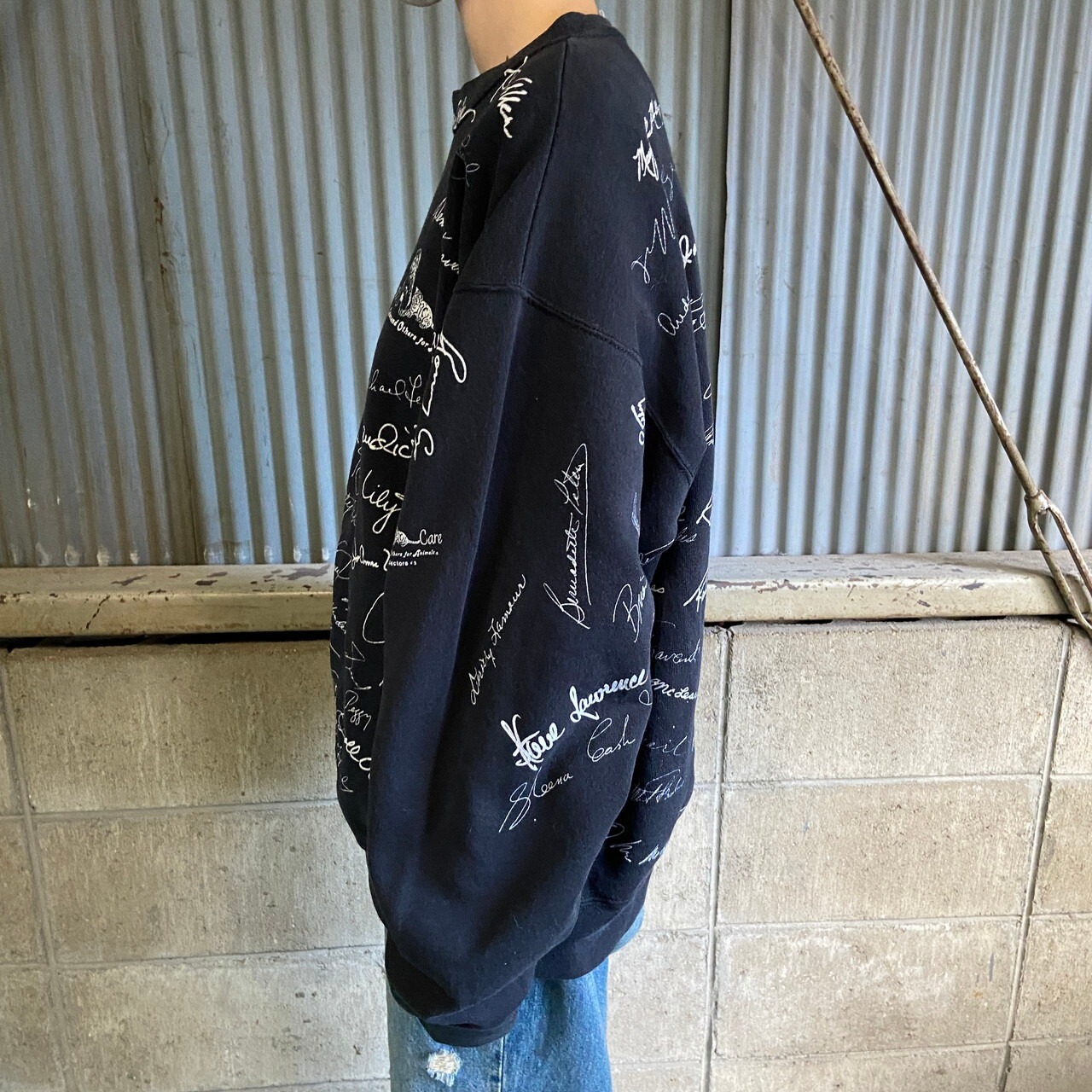 90年代 プリントスウェットシャツ メンズL 古着 Tultex 俳優 アクター 