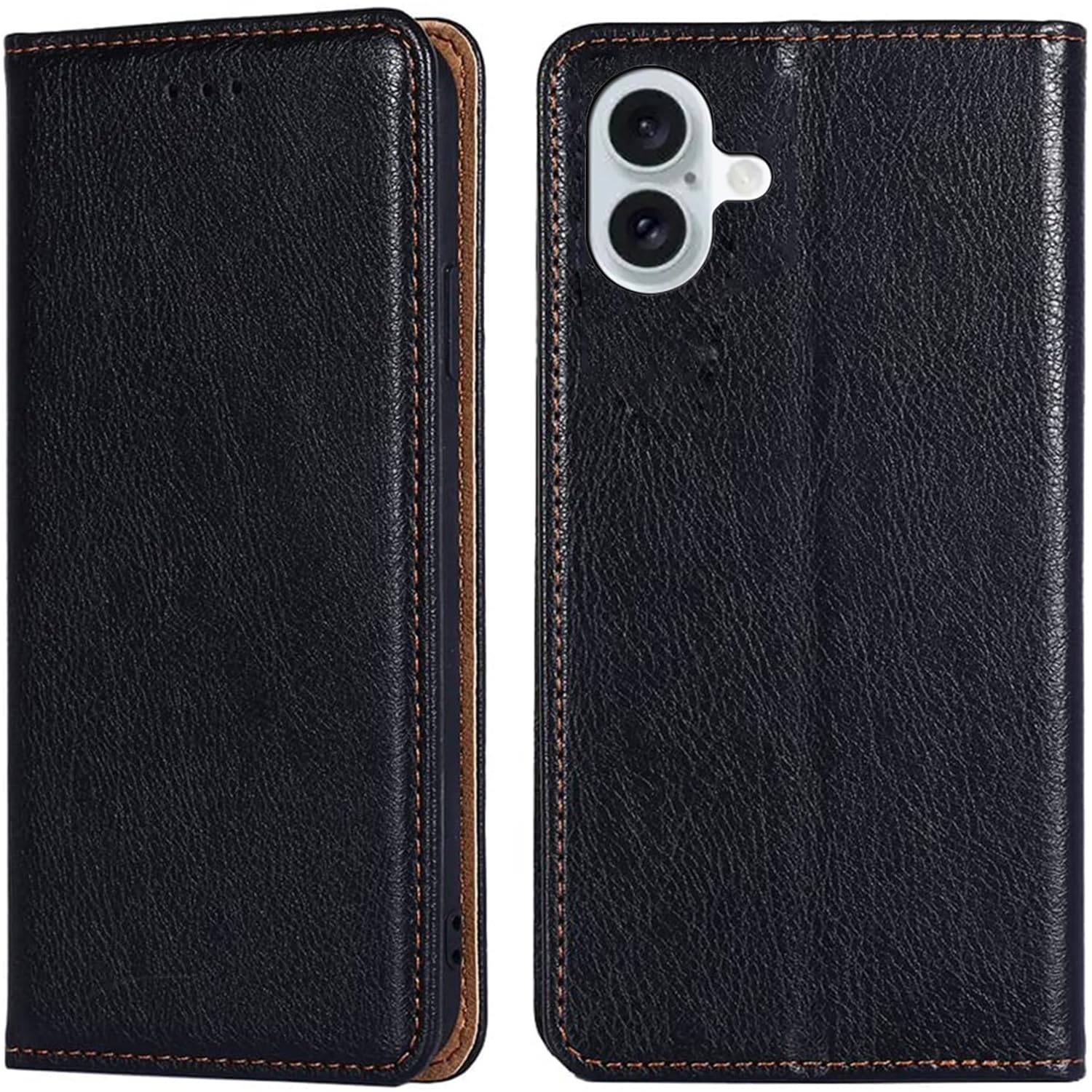 for iPhone 16 ケース 手帳型 for アイフォン16 カバー XJUN 上品 高級PUレザー 横置きスタンド機能 カード収納 2枚 人気 マグネット搭載 耐衝撃 全面保護 シンプルカバー 便利 ハンドメイド 高質感皮革 おしゃれ 汗や指紋防止 肌触り良い 360度保護 男女兼用 ブラック