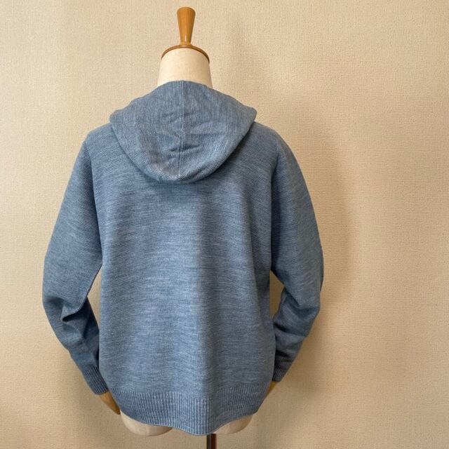 ビックシルエット ホールガーメント ニットパーカー サックス