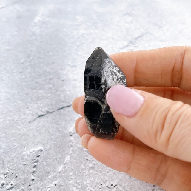 チベット産モリオンD・原石・14g ✧麻ポーチ付き✧黒水晶