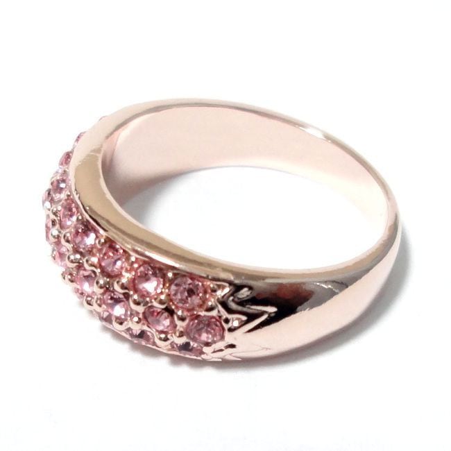 クールな煌めき パヴェ スワロフスキークリスタル ライトローズ ピンク