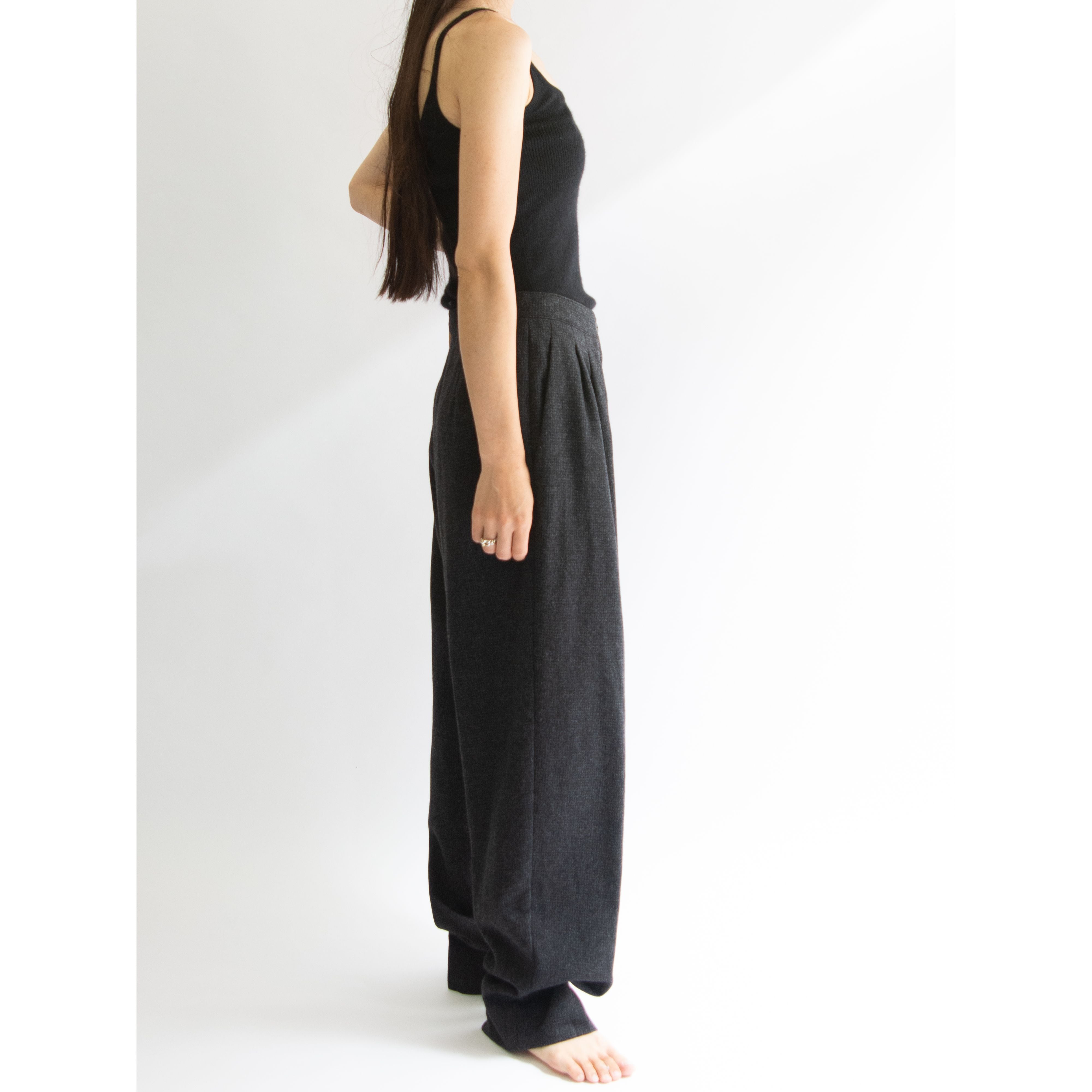 【KRIZIA】Made in Italy Wool-Cashmere 2tuck Wide Pants（クリツィア イタリア製ウールカシミヤツータックワイドパンツ）