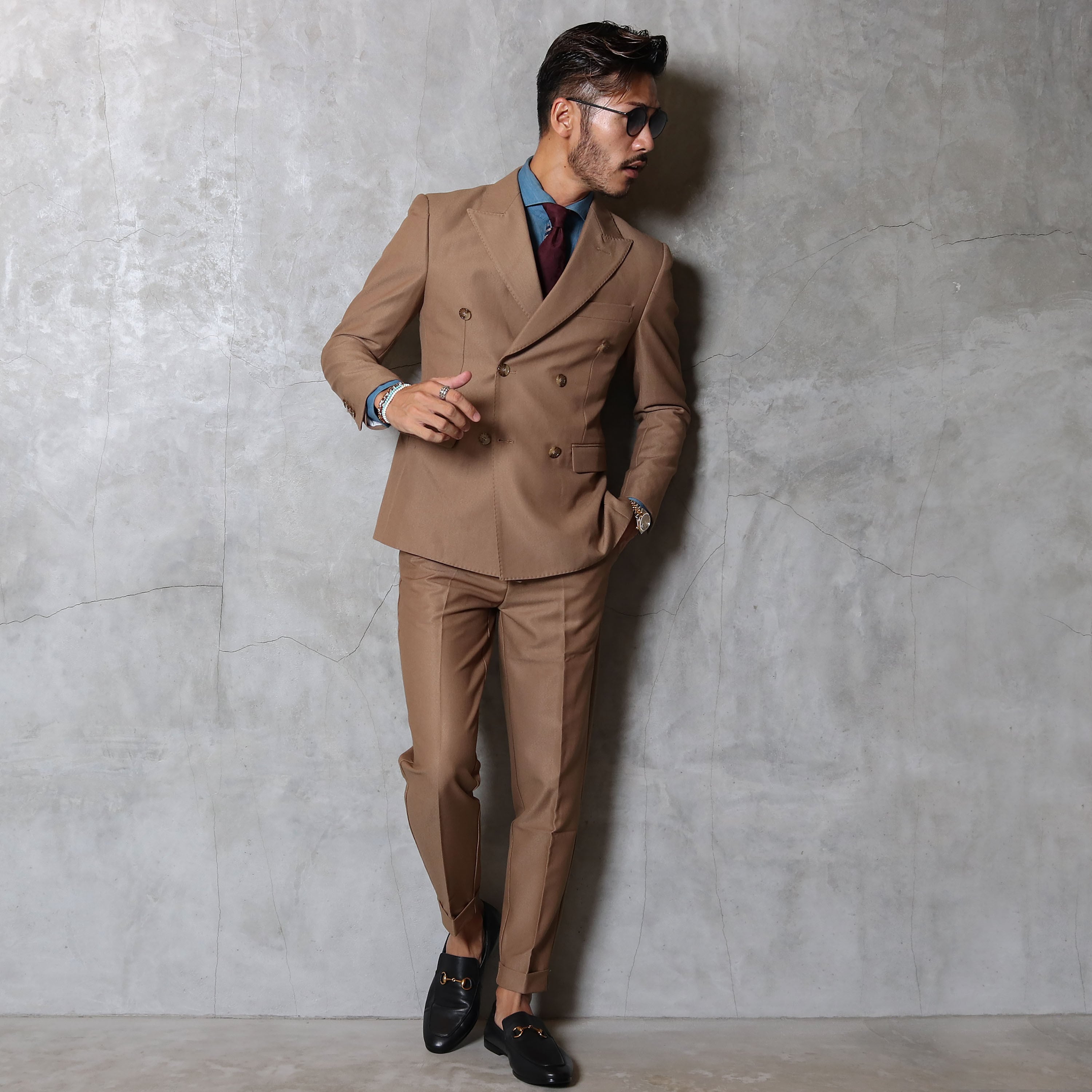 通常定価37800円】(シルエット最高)ベーシックダブルスーツ 4色展開