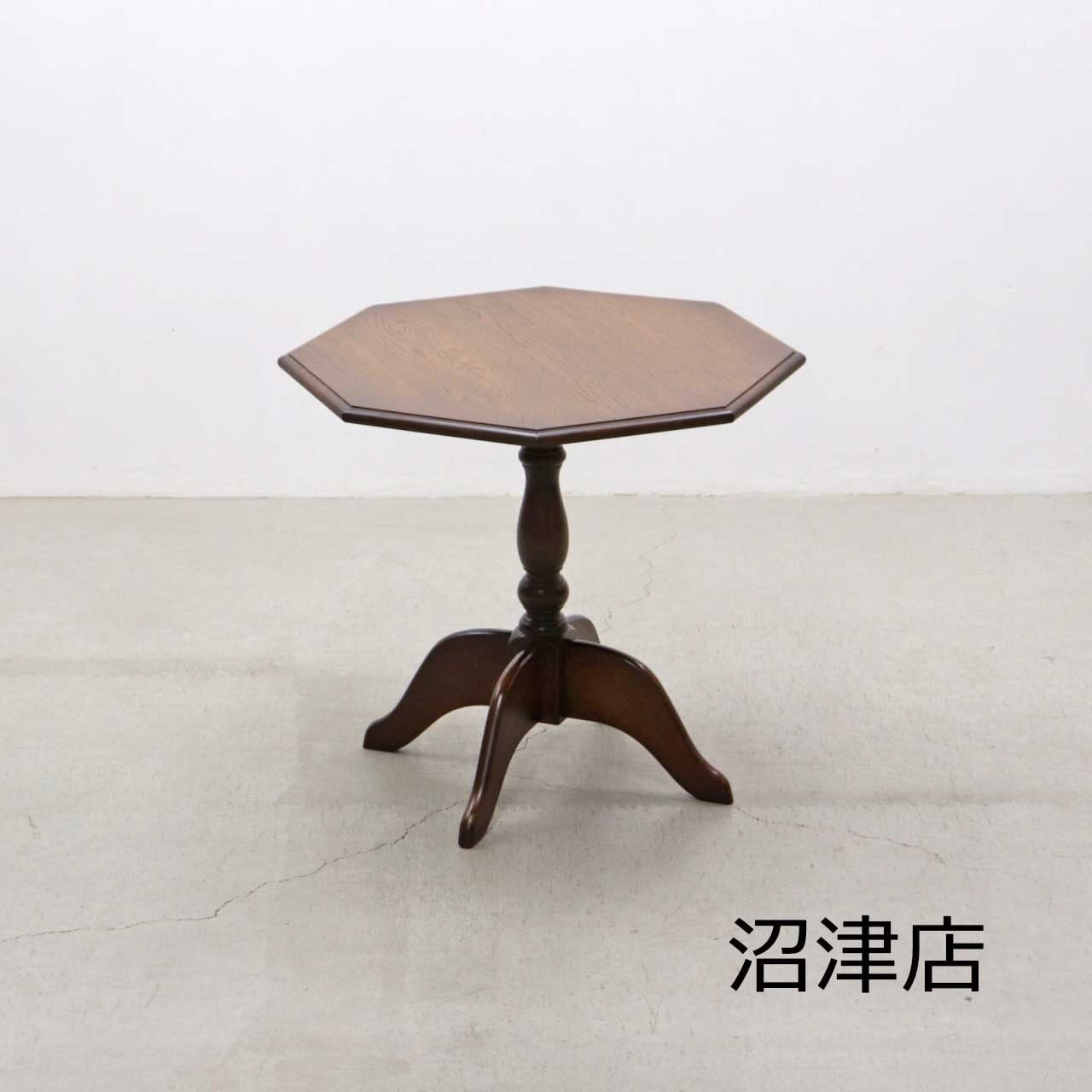 【沼津店】オーク材 クラシカル 八角形 サイドテーブル カフェテーブル 展示台 RCT10069