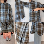 【予約:9月末入荷予定】フランネルbigカフスオーバーSH/サックス