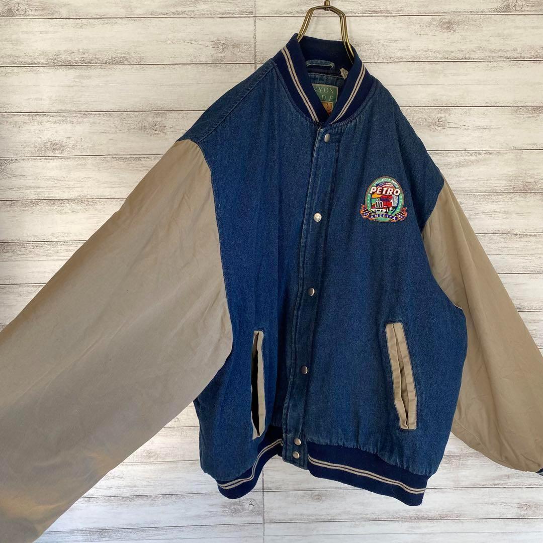 デニムジャケット スタジャン 刺繍 ワッペン トラック PETRO 古着
