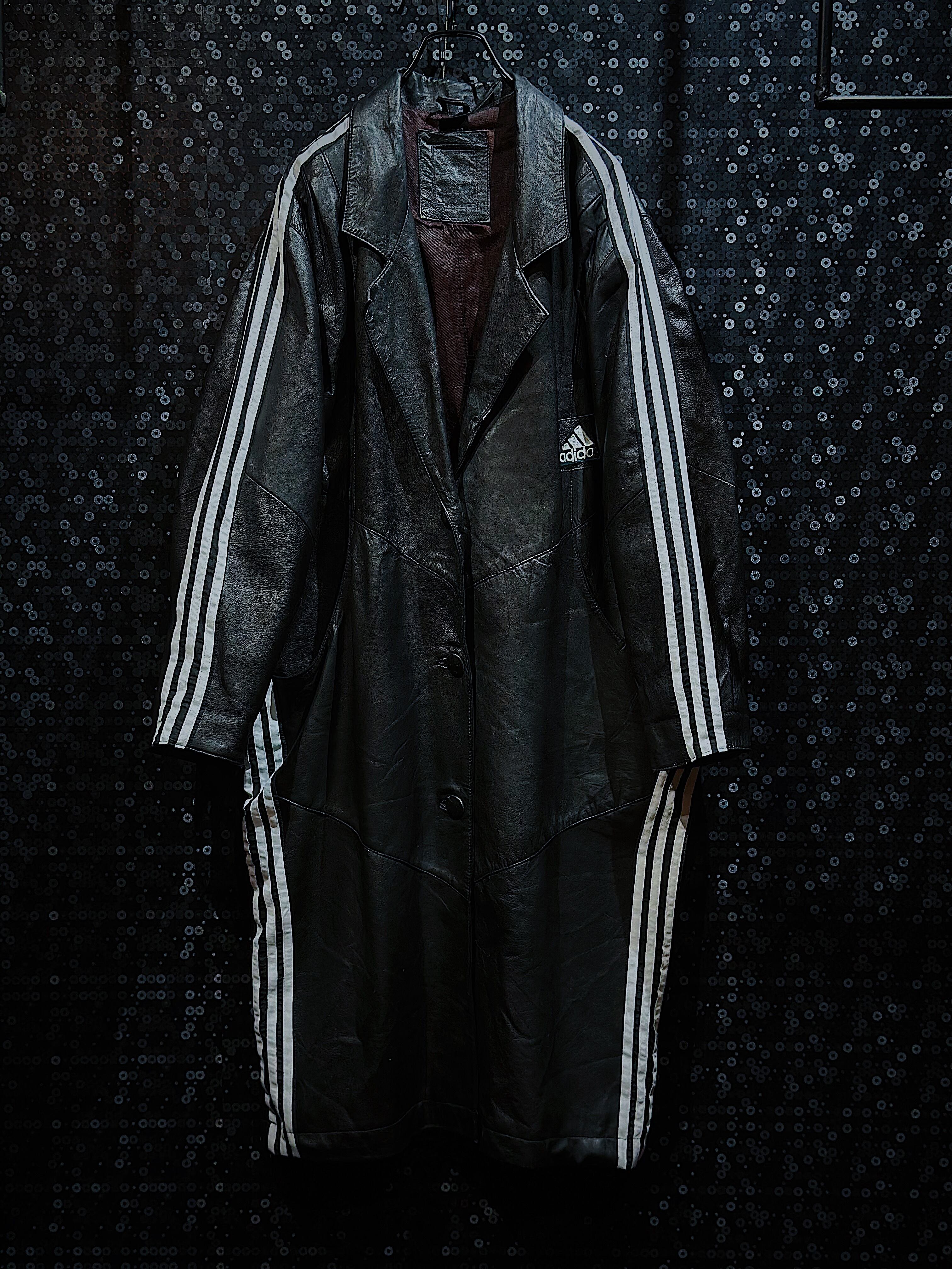 【ÆIEM】special "original re:make" three stripe design vintage leather coat three stripe edition