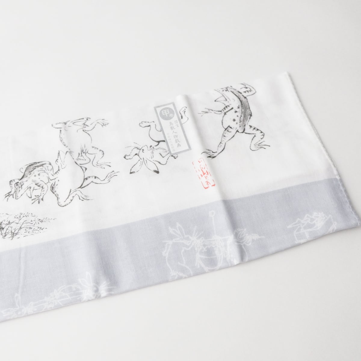 鳥獣戯画 ガーゼ手拭い グレー | hmm, by 東京都美術館ミュージアム