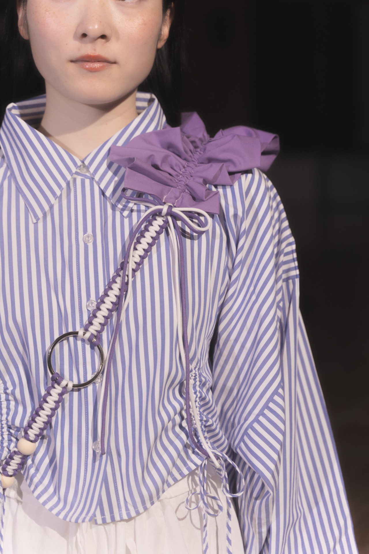 bi-tone frill strap Purple×White