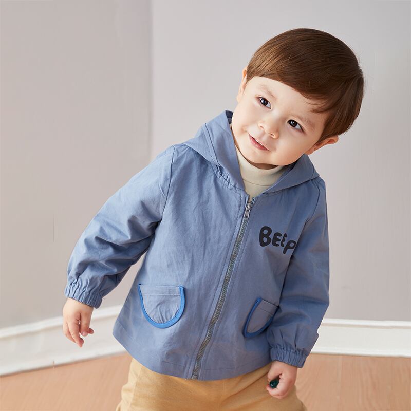 ベビージャケット春と秋の男の子と子供ピュアコットンフード付きトップス、幼児用ジッパーシャツ、女性用ベビーエグインスタイルアウター、秋服 Duduベイビー11112631148