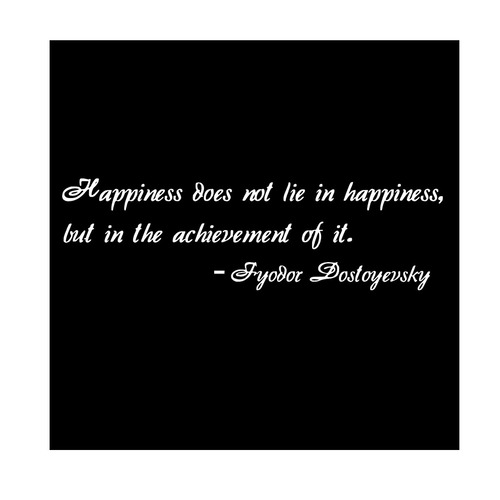 ウォールステッカー 名言 白 光沢 ドフトエフスキー 英字 Happiness does not lie in happiness 