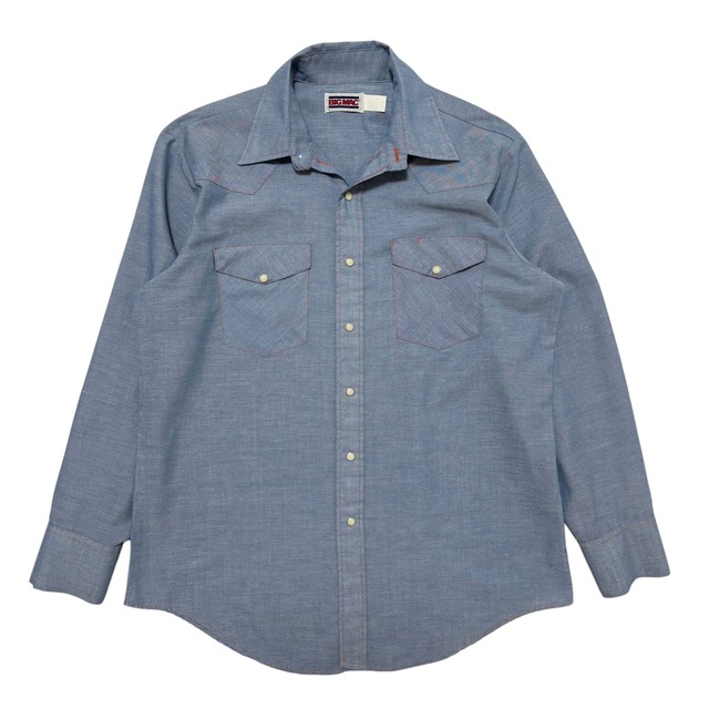 古着 BIG MAC ビッグマック シャンブレーシャツ ウエスタンシャツ クリーニング済み 80s USA製 メンズL 16-16 1/2