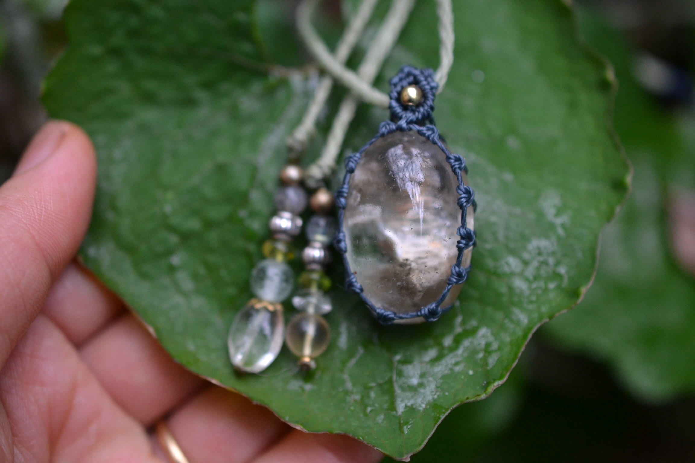 天の川フォレスト★ガーデンクォーツ マクラメペンダント