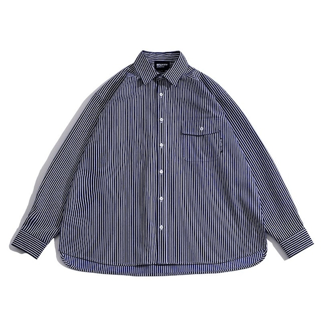 【H1169】oversized stripe pattern long sleeve shirt / 2color