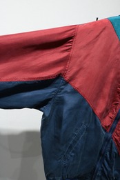 ATHLETIC switching design silk hooded blouson