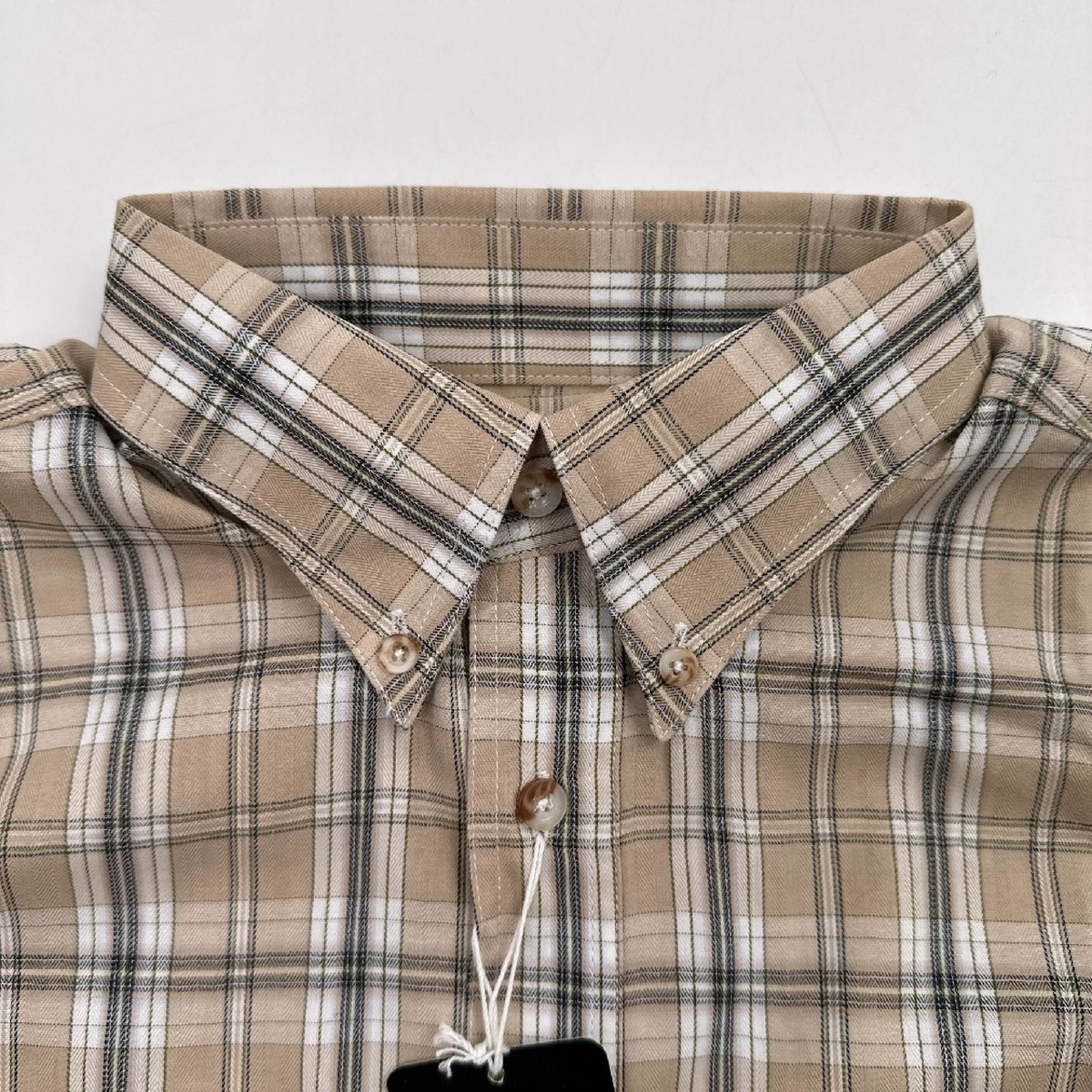 未使用タグ付き◆ROCKY RABBIT ロッキーラビット チェック柄 キャラ刺繍 半袖 ボタンダウン シャツ Mサイズ/ベージュ系/メンズ ゴルフ